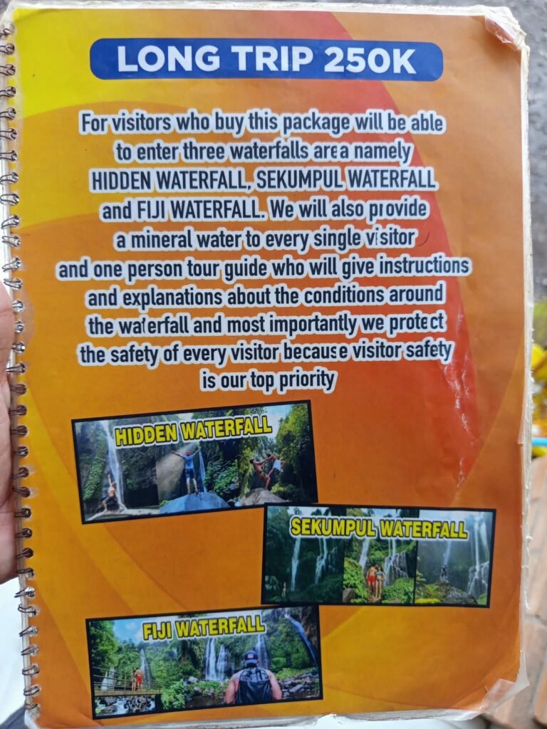Sekumpul Waterfall Long Trip package covering Fiji Waterfall, Hidden Waterfall, and Sekumpul Waterfall in Bali